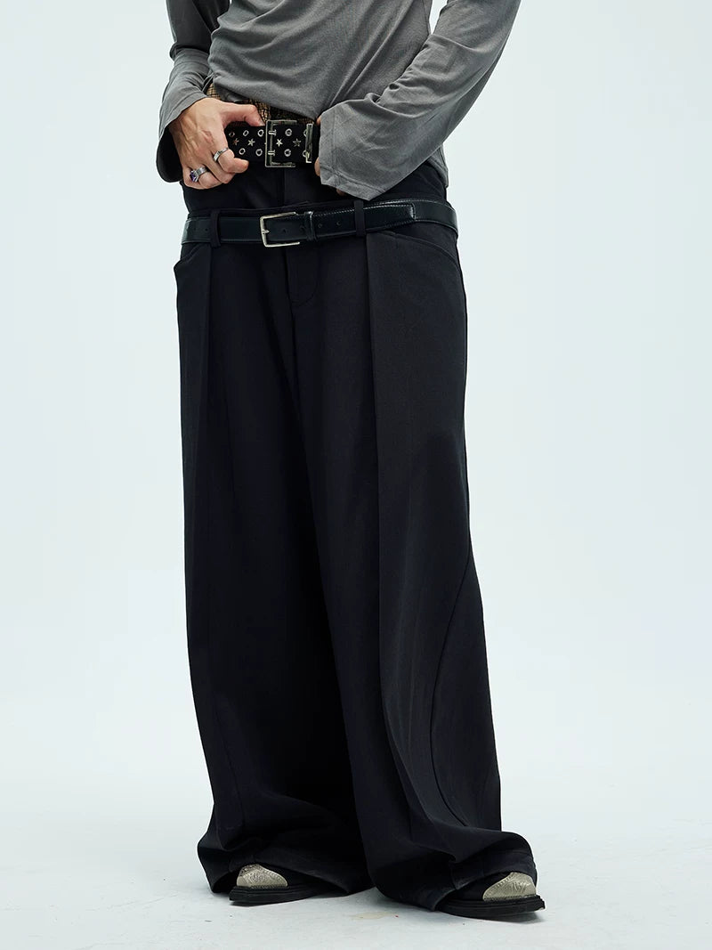 DOUBLE BELTED DRAPED PANTS
