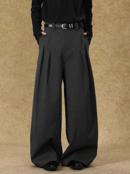 PLEATED WIDE-LEG TROUSERS