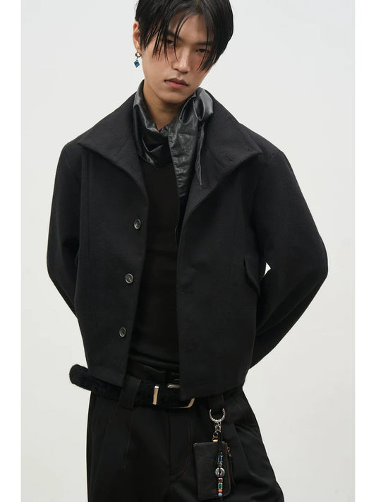 VINTAGE TWEED STAND COLLAR JACKET