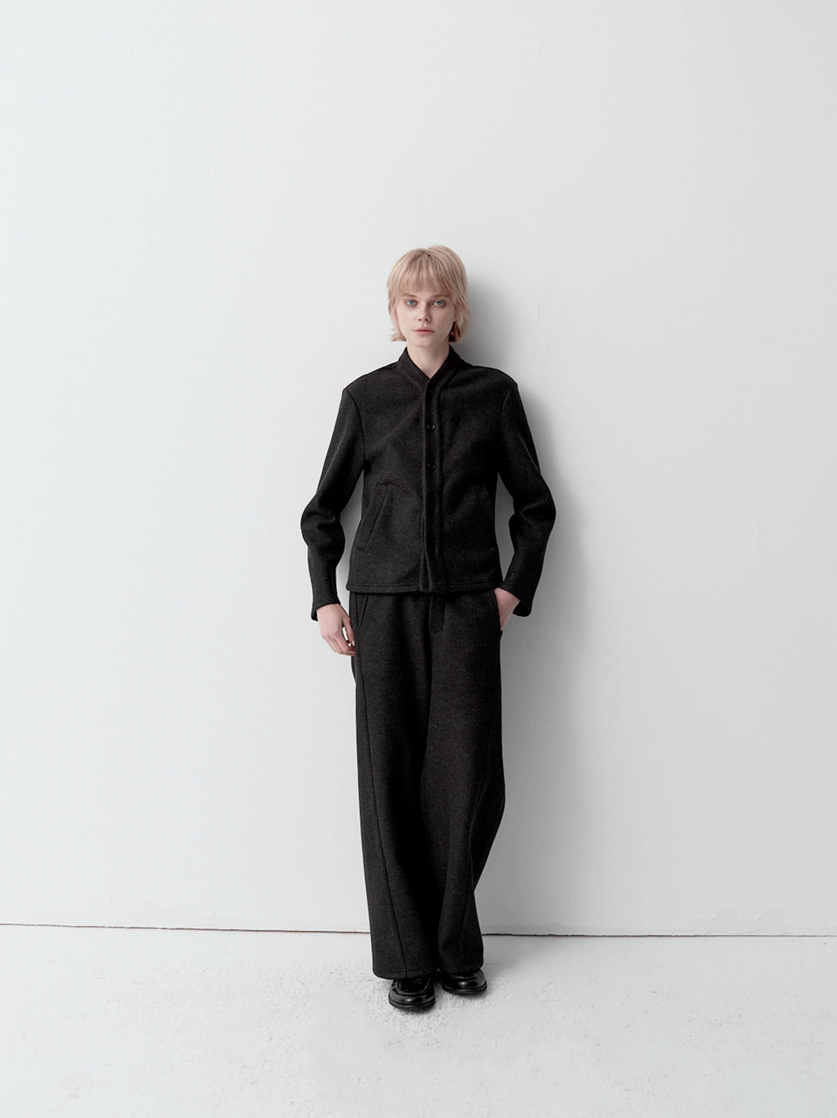 OFF-CENTER WAIST WIDE-LEG SWEATPANTS