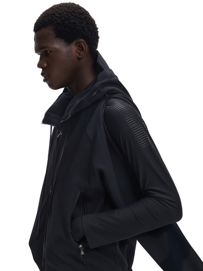 WAFFLE-WEAVE DRAWSTRING HOODIE