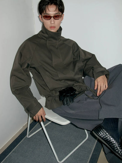 BELTED HIGH NECK JACKET