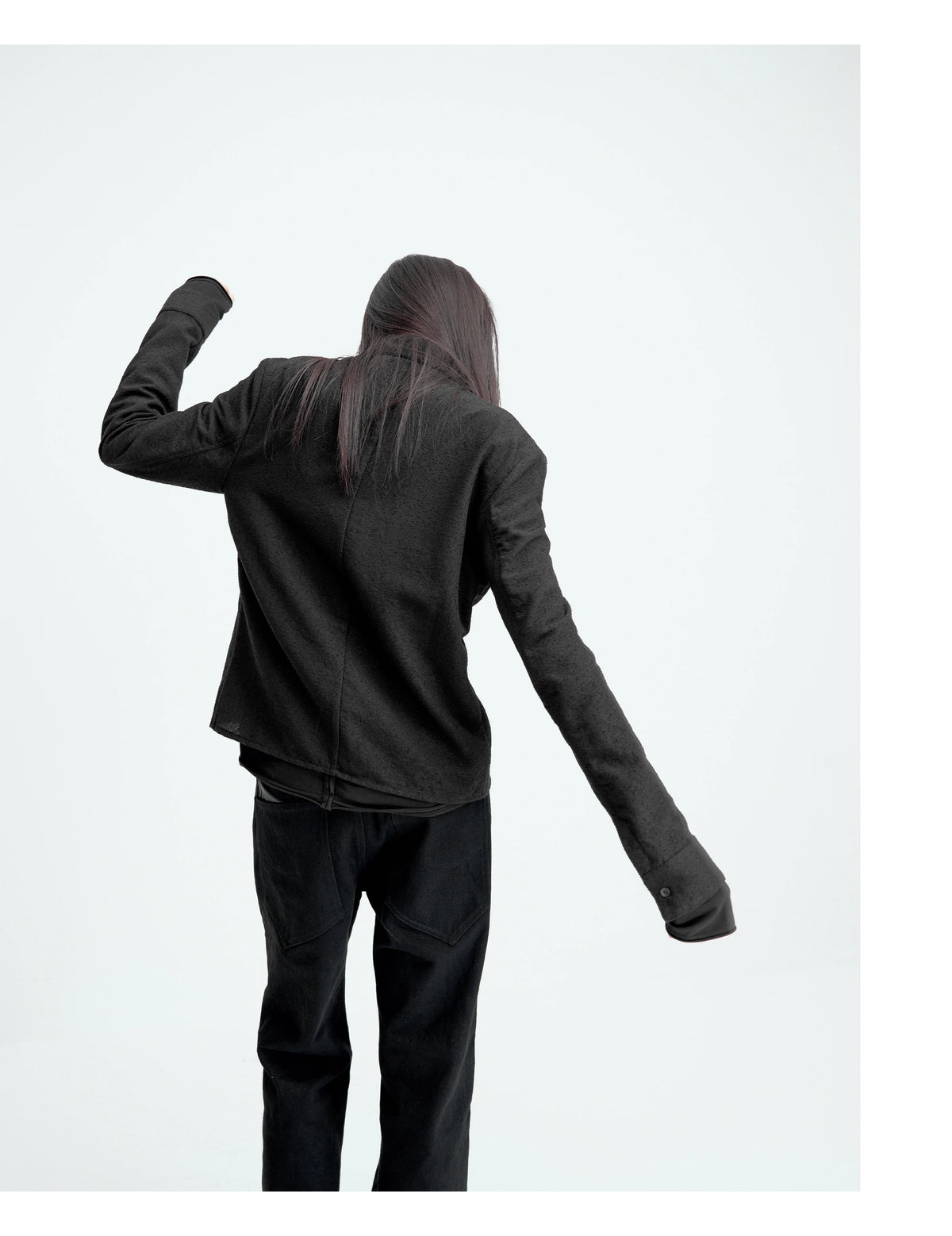 TEXTURED FITTED LONG-SLEEVE SHIRT