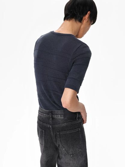 NAVY CAMOUFLAGE KNIT TEE