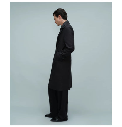 LAYERED BELTED TRENCH COAT ブラック