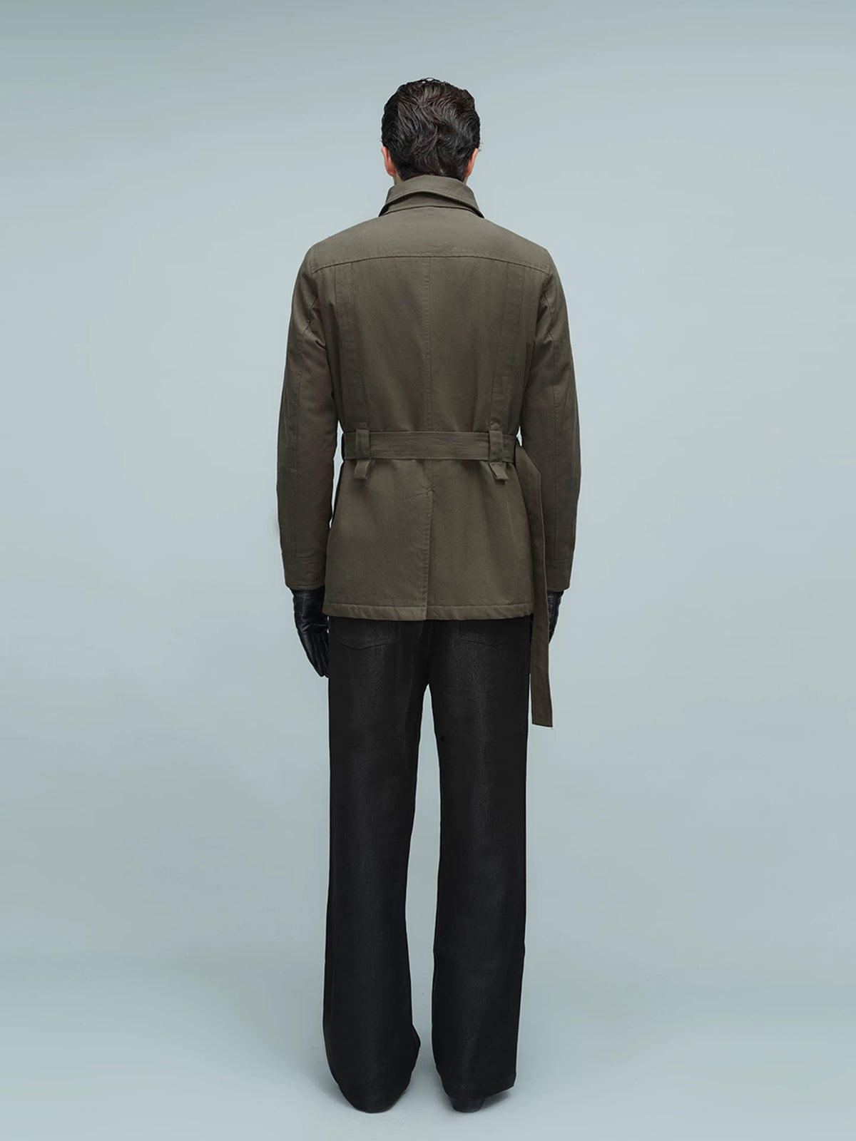 BELTED STAND COLLAR JACKET アーミーグリーン