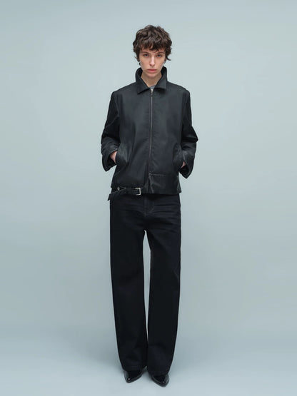 WAXED BUCKLE HEM JACKET ブラック