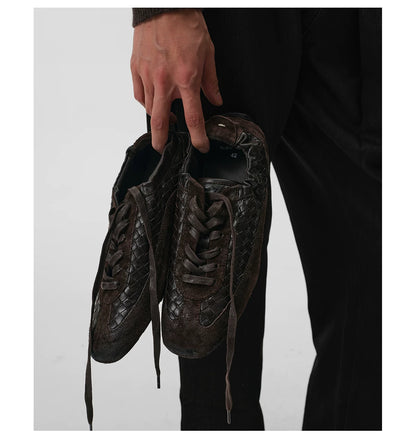 WOVEN SUEDE RACING SHOES ブラウン