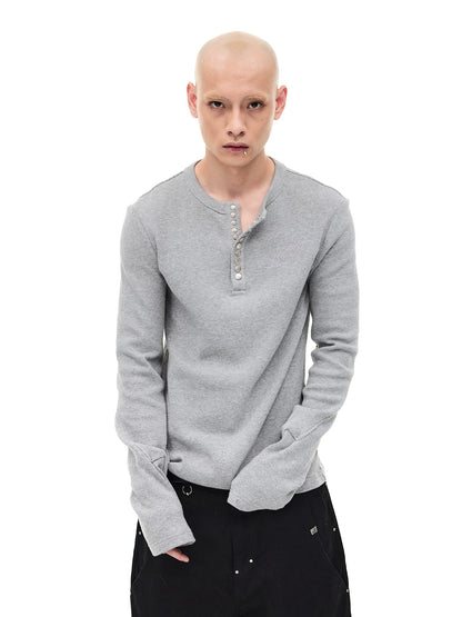 RIBBED LONG SLEEVE HENLEY