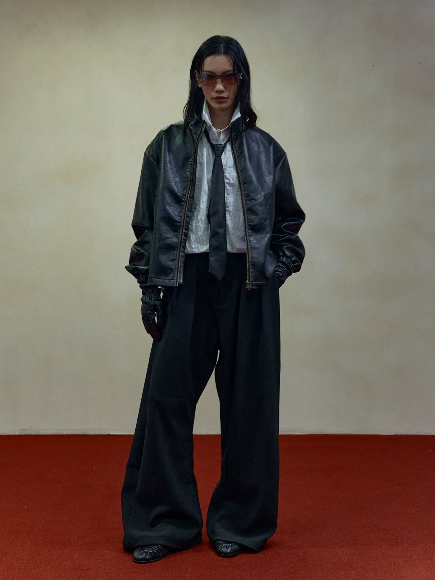 RETRO BOXY LEATHER JACKET