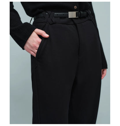 WOVEN WAIST STRAIGHT TROUSERS ブラック