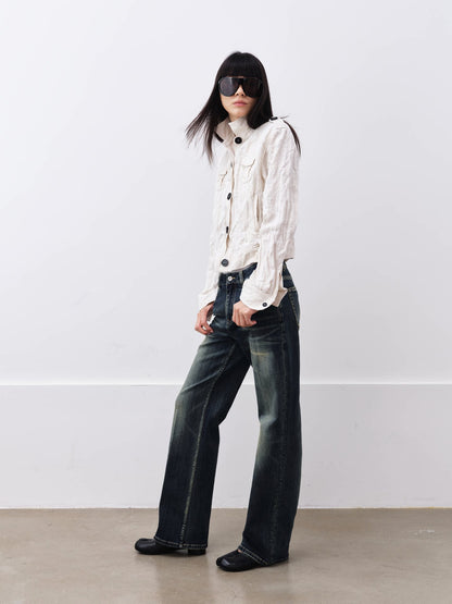 METALLIC PLEATED WORK JACKET