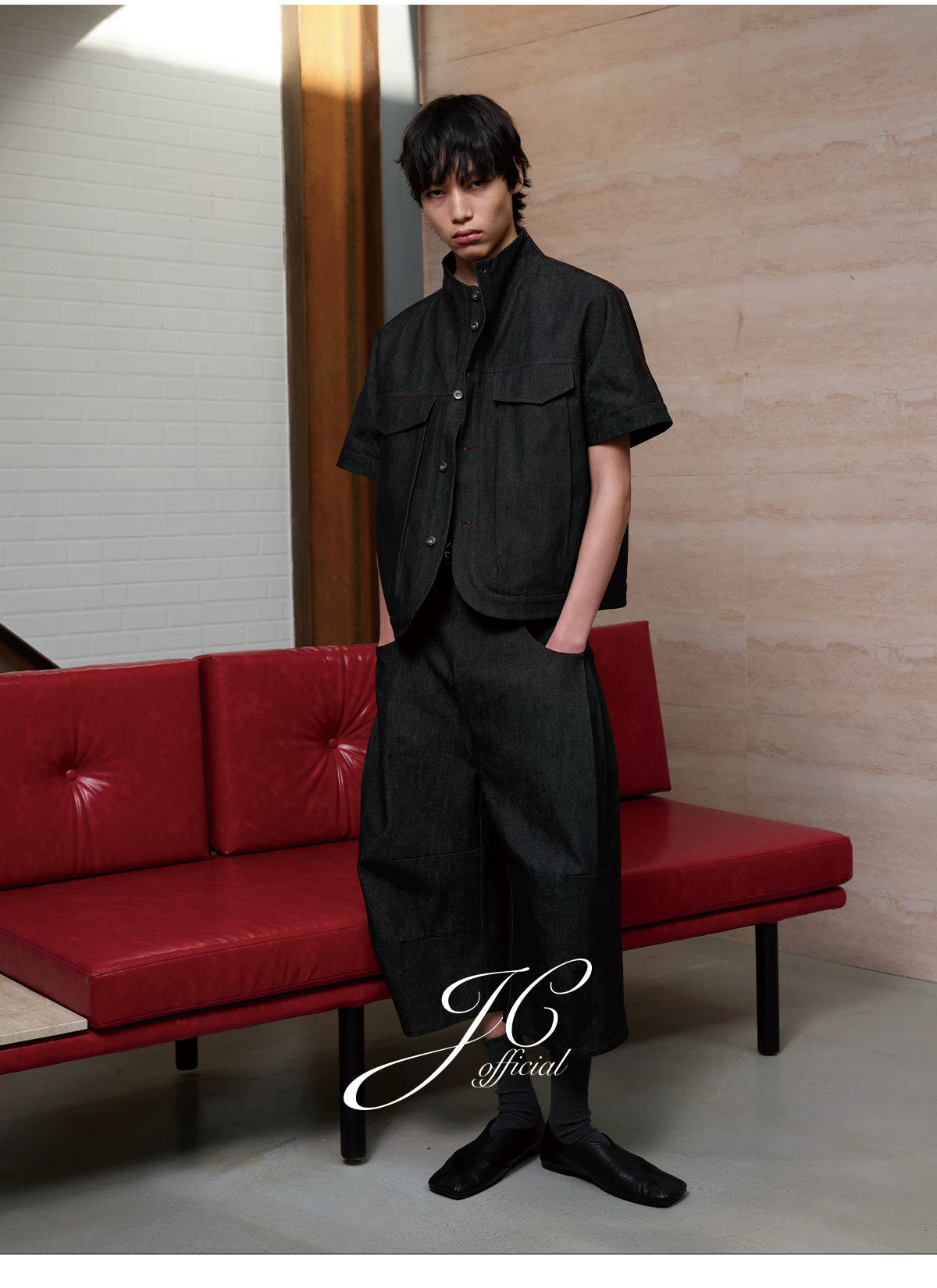 RAW DENIM SHIRT WITH SLITS