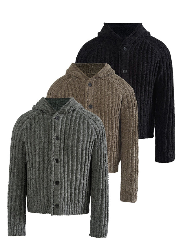 CHUNKY STRIPE KNIT HOODIE