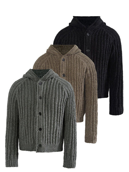 CHUNKY STRIPE KNIT HOODIE