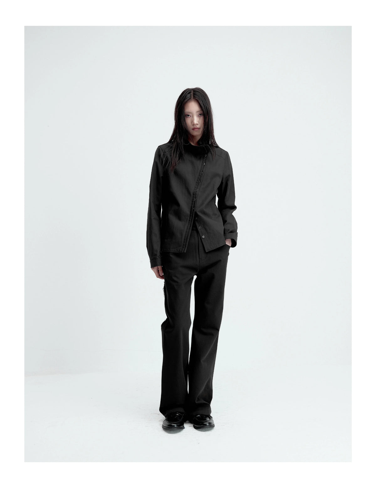 CURVED PLACKET STAND-UP JACKET