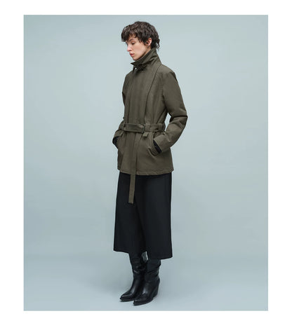 BELTED STAND COLLAR JACKET アーミーグリーン