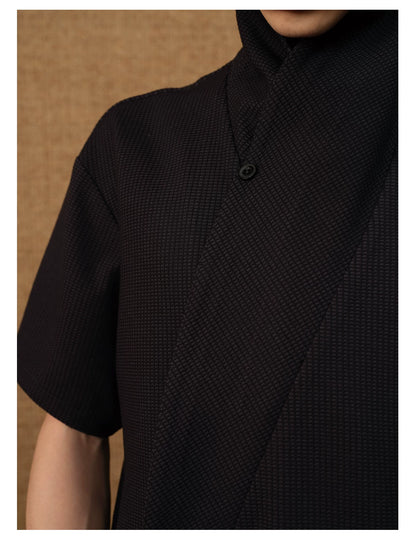 LAPEL PLAID JACQUARD SHIRT