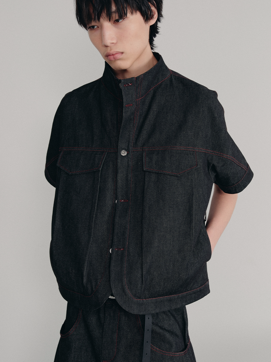 RAW DENIM SHIRT WITH SLITS
