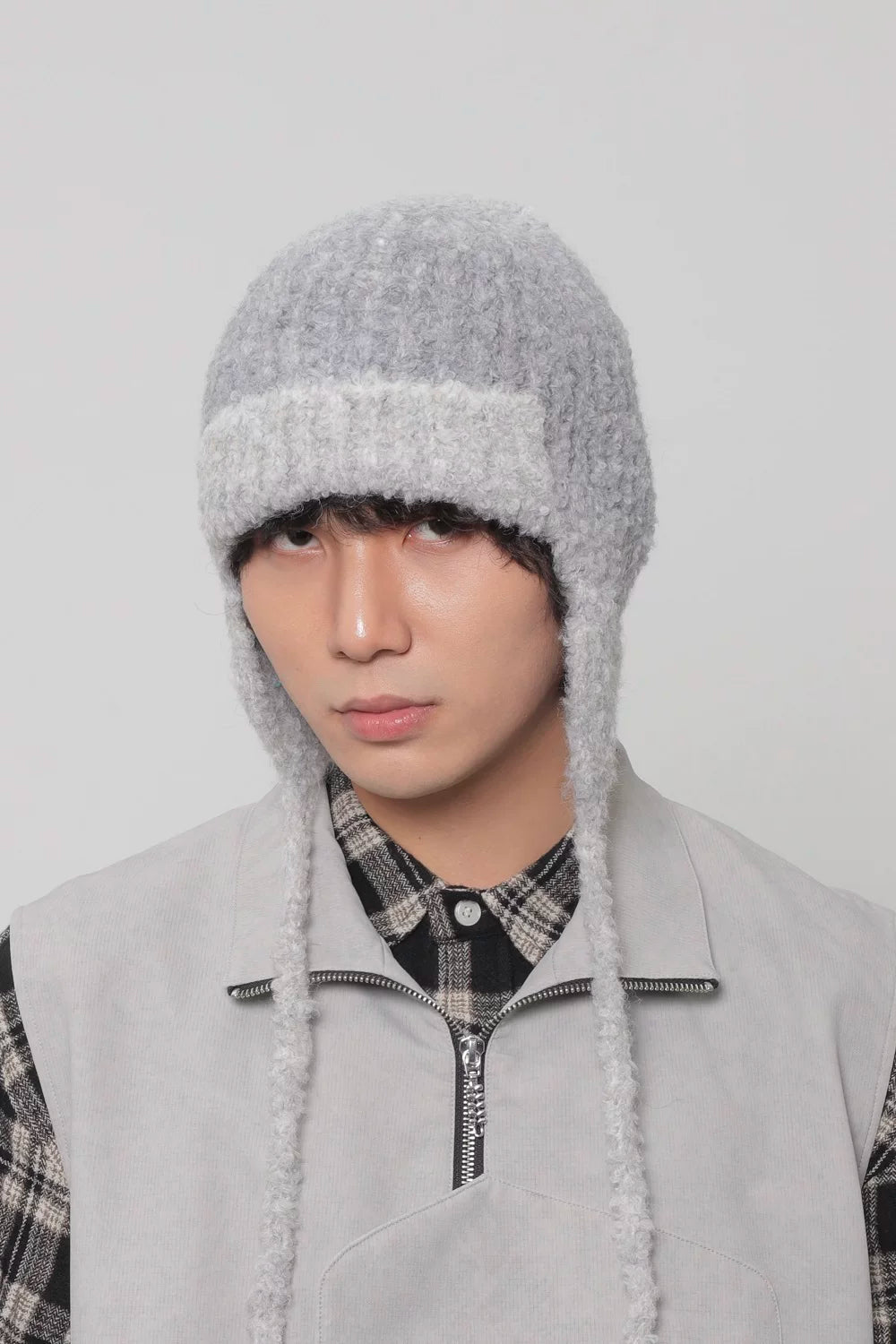 MELANGE EARFLAP KNIT CAP 17