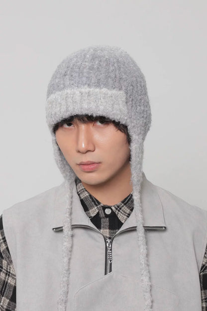 MELANGE EARFLAP KNIT CAP 17