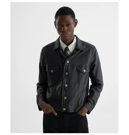 COATED TYPE THREE BIKER JACKET ブラック