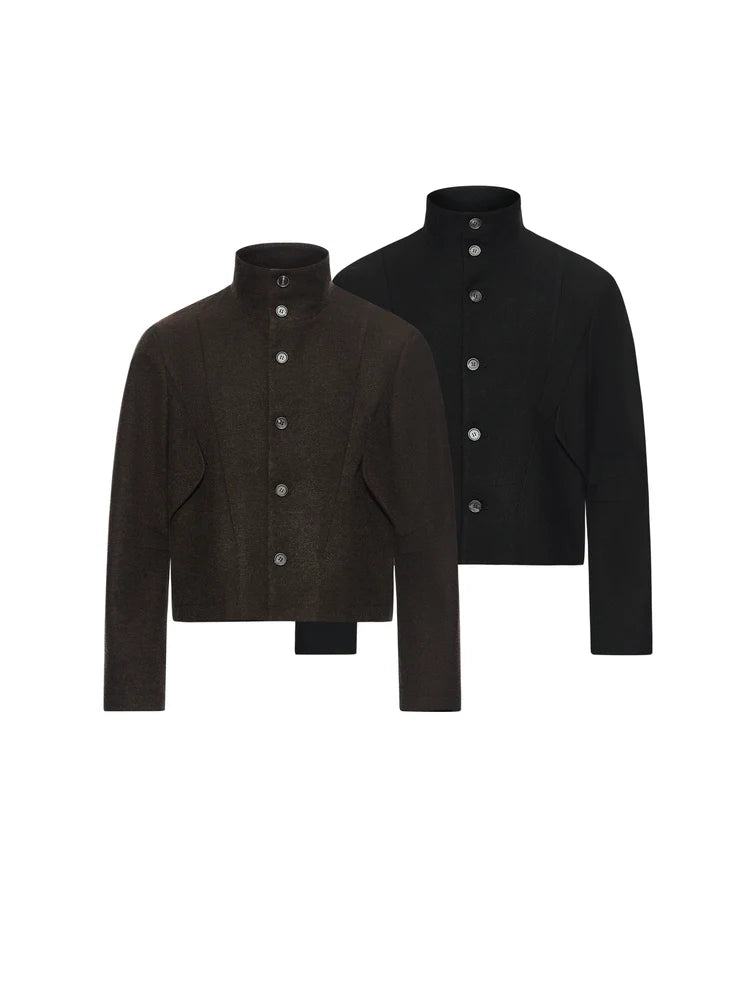 VINTAGE TWEED STAND COLLAR JACKET