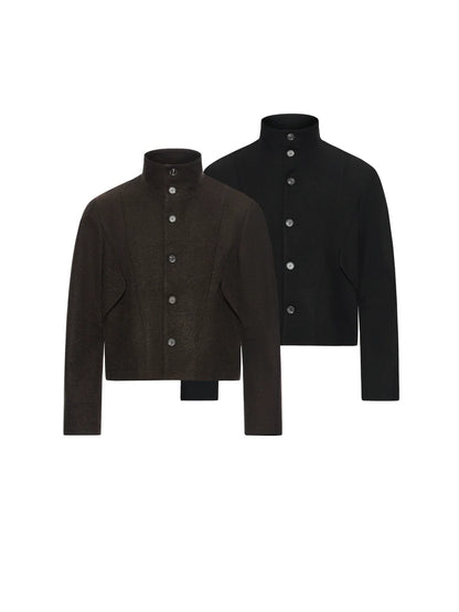 VINTAGE TWEED STAND COLLAR JACKET