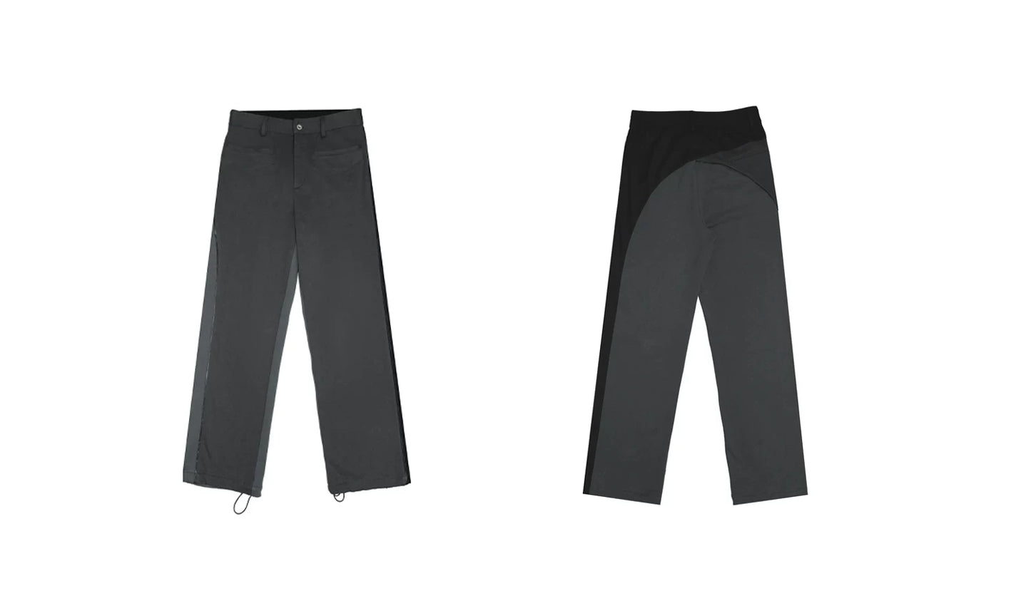 PATCHWORK SWEATPANTS WITH LEATHER CORDS