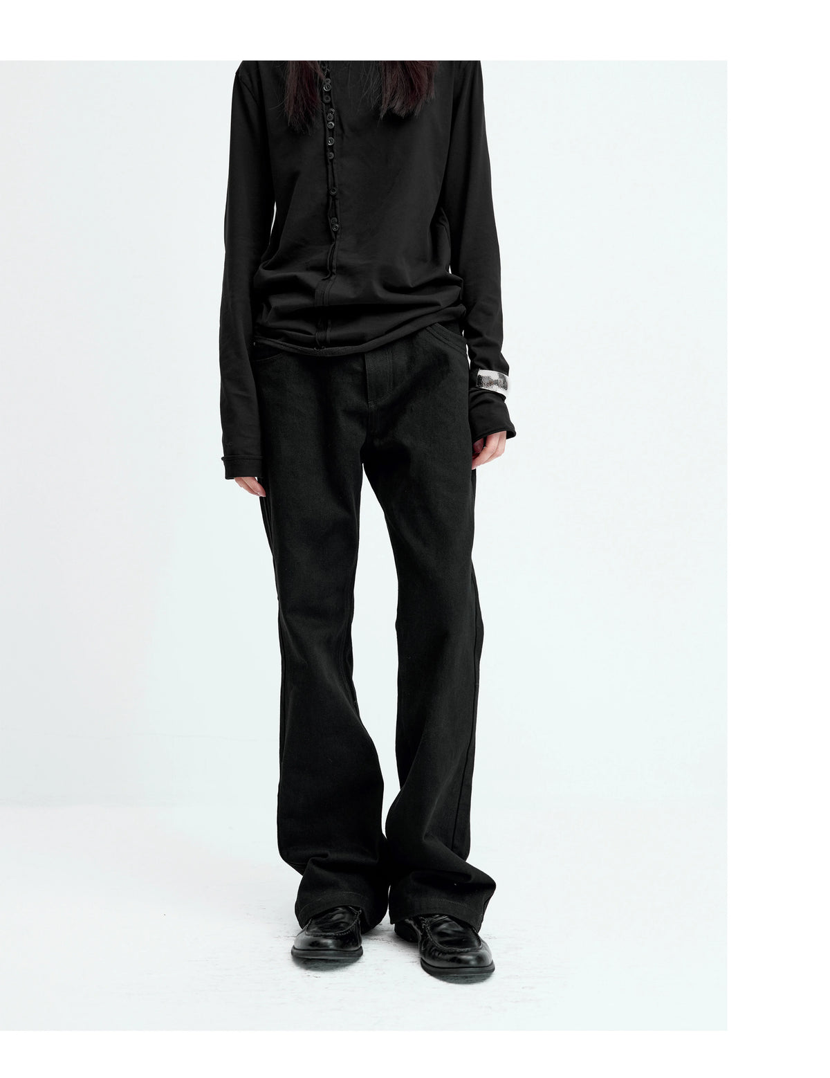 DOUBLE-LAYER PATCHWORK SLIM JEANS