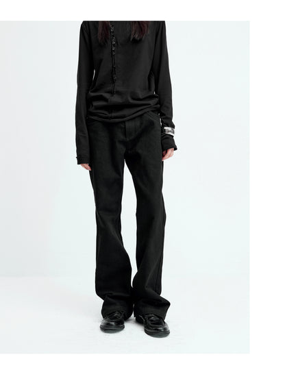 DOUBLE-LAYER PATCHWORK SLIM JEANS
