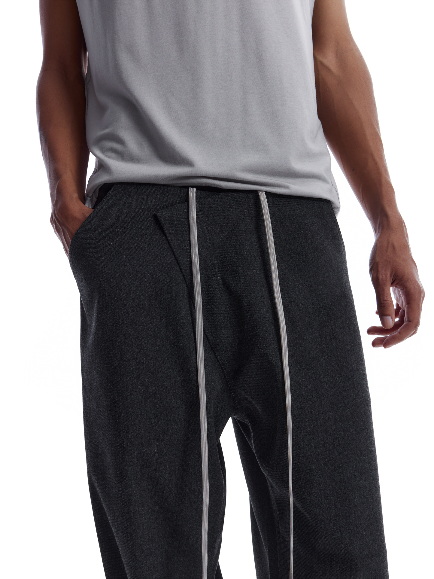 3D SLANT PLACKET CASUAL PANTS