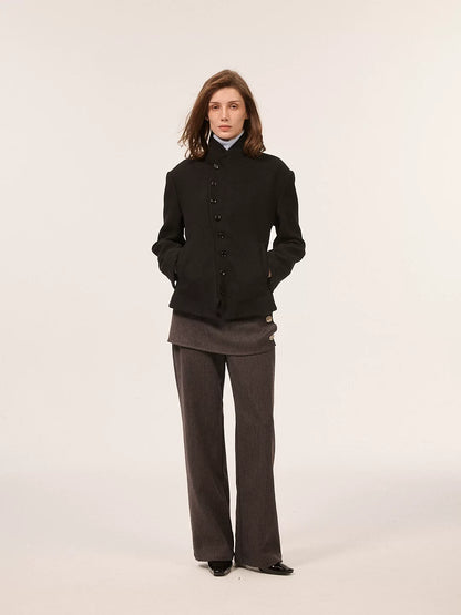 CURVED BUTTON WOOL BLEND JACKET 4