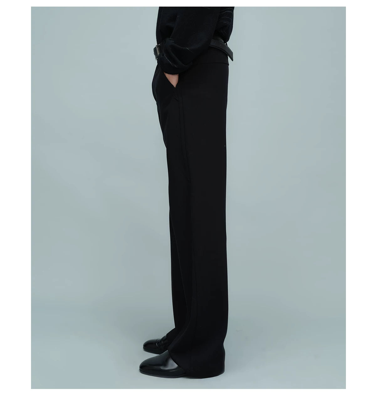 WOVEN WAIST STRAIGHT TROUSERS ブラック