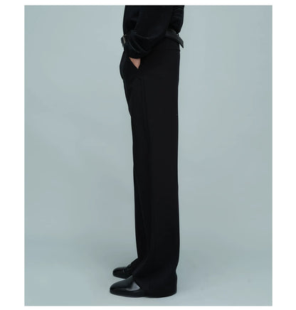 WOVEN WAIST STRAIGHT TROUSERS ブラック