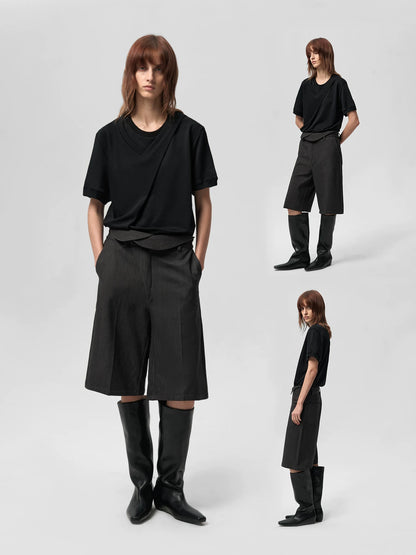 V-NECK DOUBLE LAYER T-SHIRT