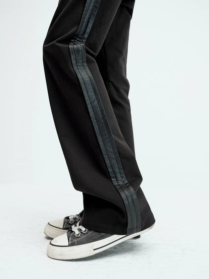 FLARED LEATHER POCKET TROUSERS