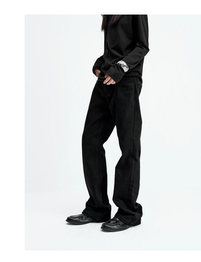 DOUBLE-LAYER PATCHWORK SLIM JEANS