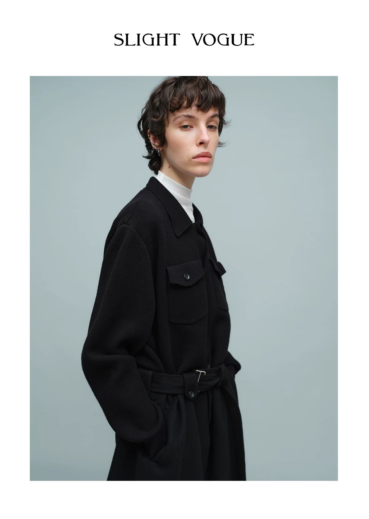 KNIT PANEL LONG COAT ブラック