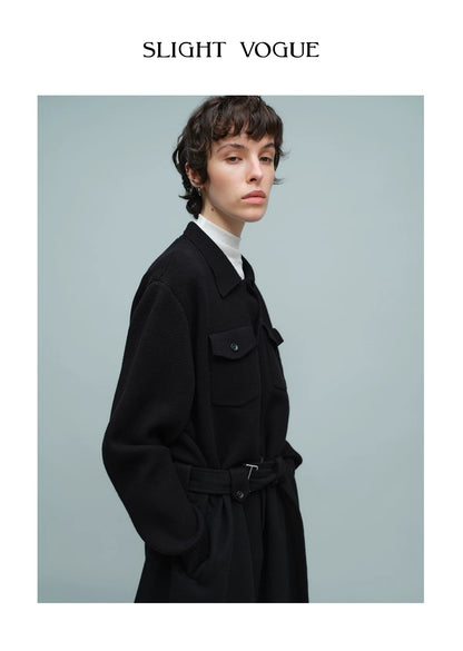 KNIT PANEL LONG COAT ブラック