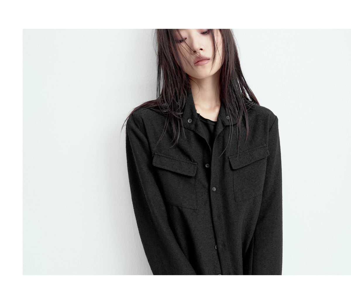 TEXTURED FITTED LONG-SLEEVE SHIRT