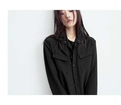 TEXTURED FITTED LONG-SLEEVE SHIRT