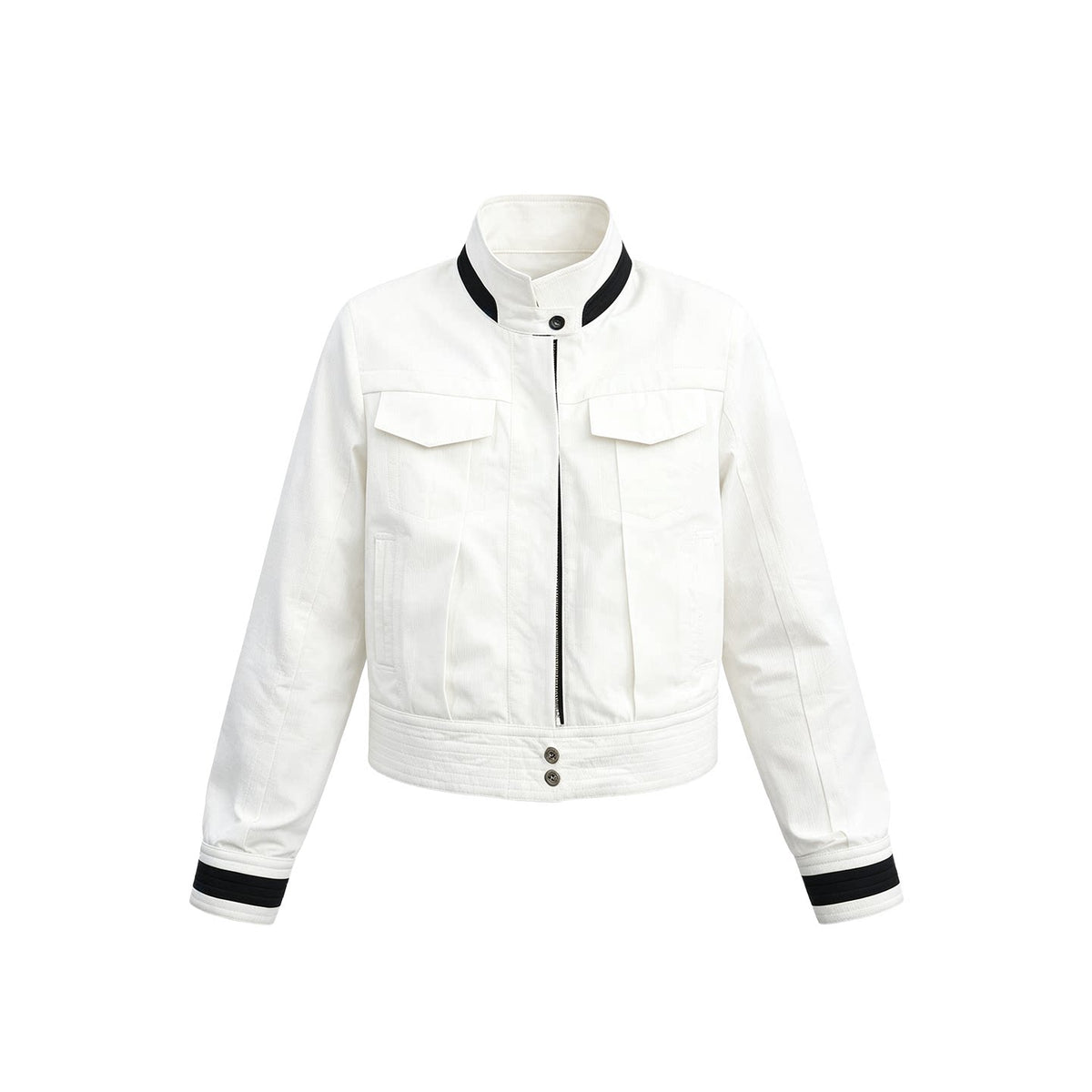 COLOR-BLOCK STAND-UP COLLAR JACKET