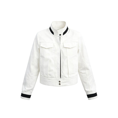 COLOR-BLOCK STAND-UP COLLAR JACKET