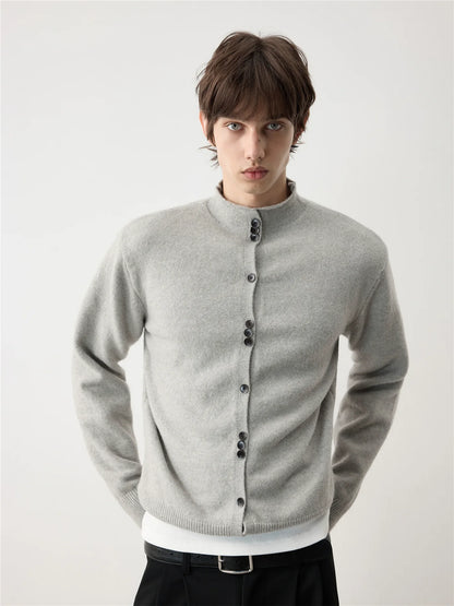 THICKENED HALF-TURTLENECK CARDIGAN
