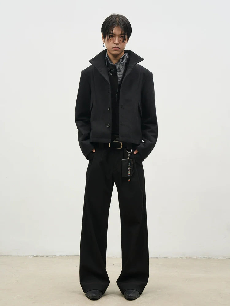 VINTAGE TWEED STAND COLLAR JACKET