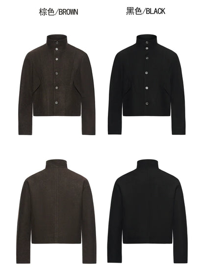 VINTAGE TWEED STAND COLLAR JACKET