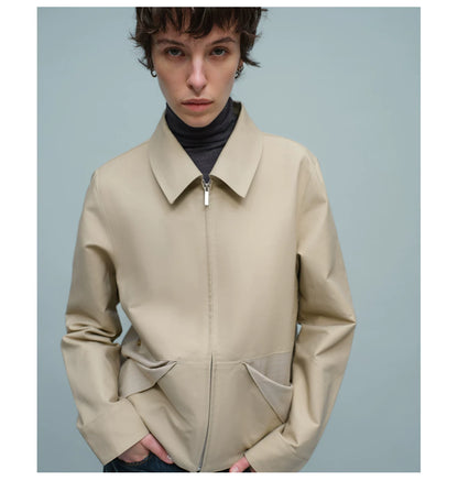 FOLD POCKET SHORT JACKET ライトカーキ
