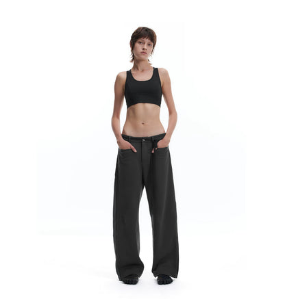 PATCHWORK SWEATPANTS WITH LEATHER CORDS