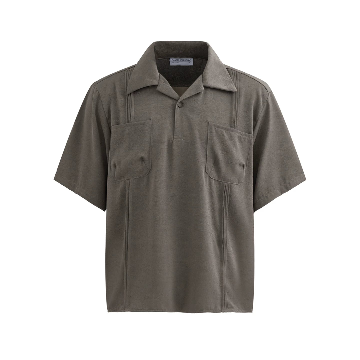 LIGHT GRAY PLEATED POLO SHIRT